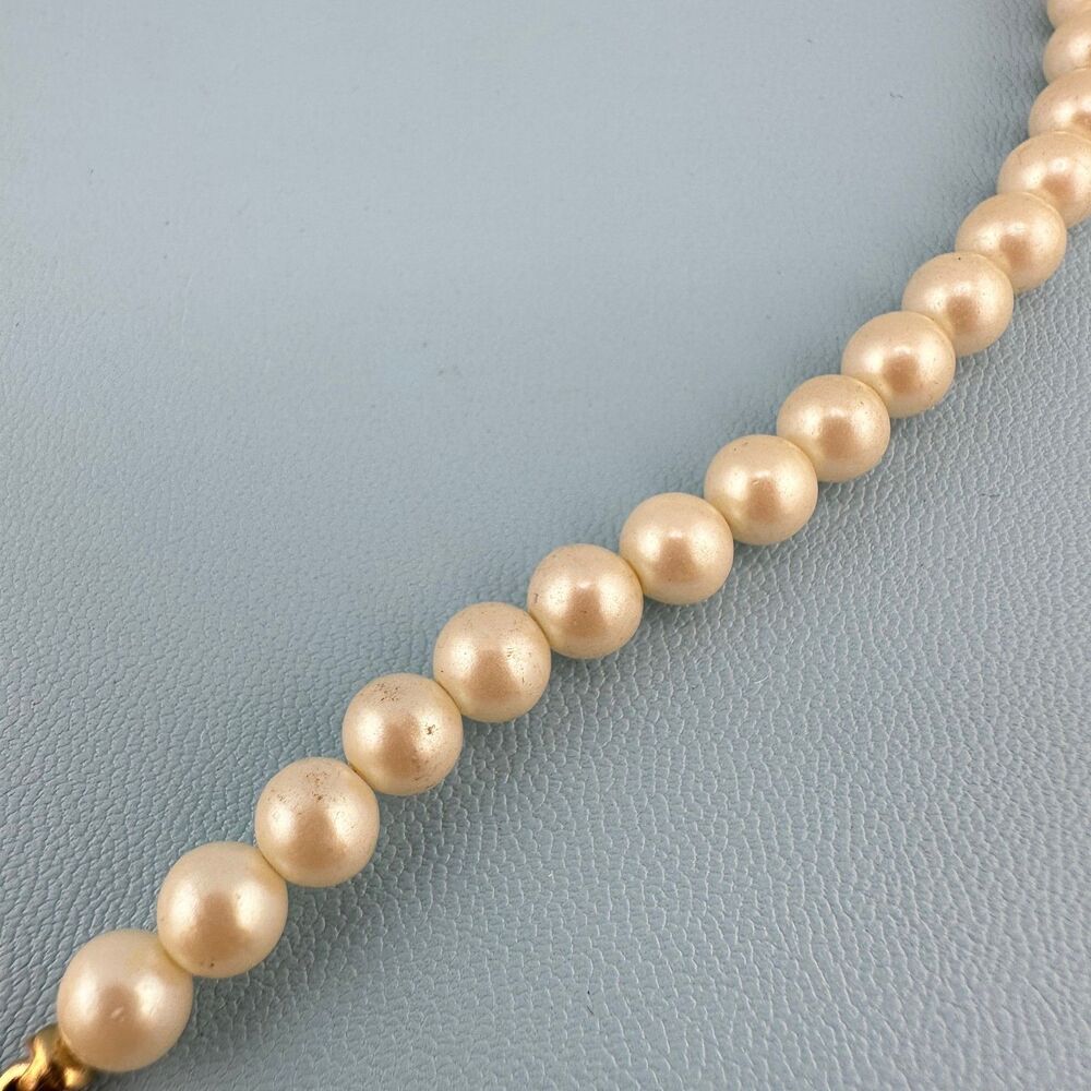 Vintage 1928 Porcelain Rose Station Pendant Necklace Faux Pearl Victorian Style - Picture 6 of 15